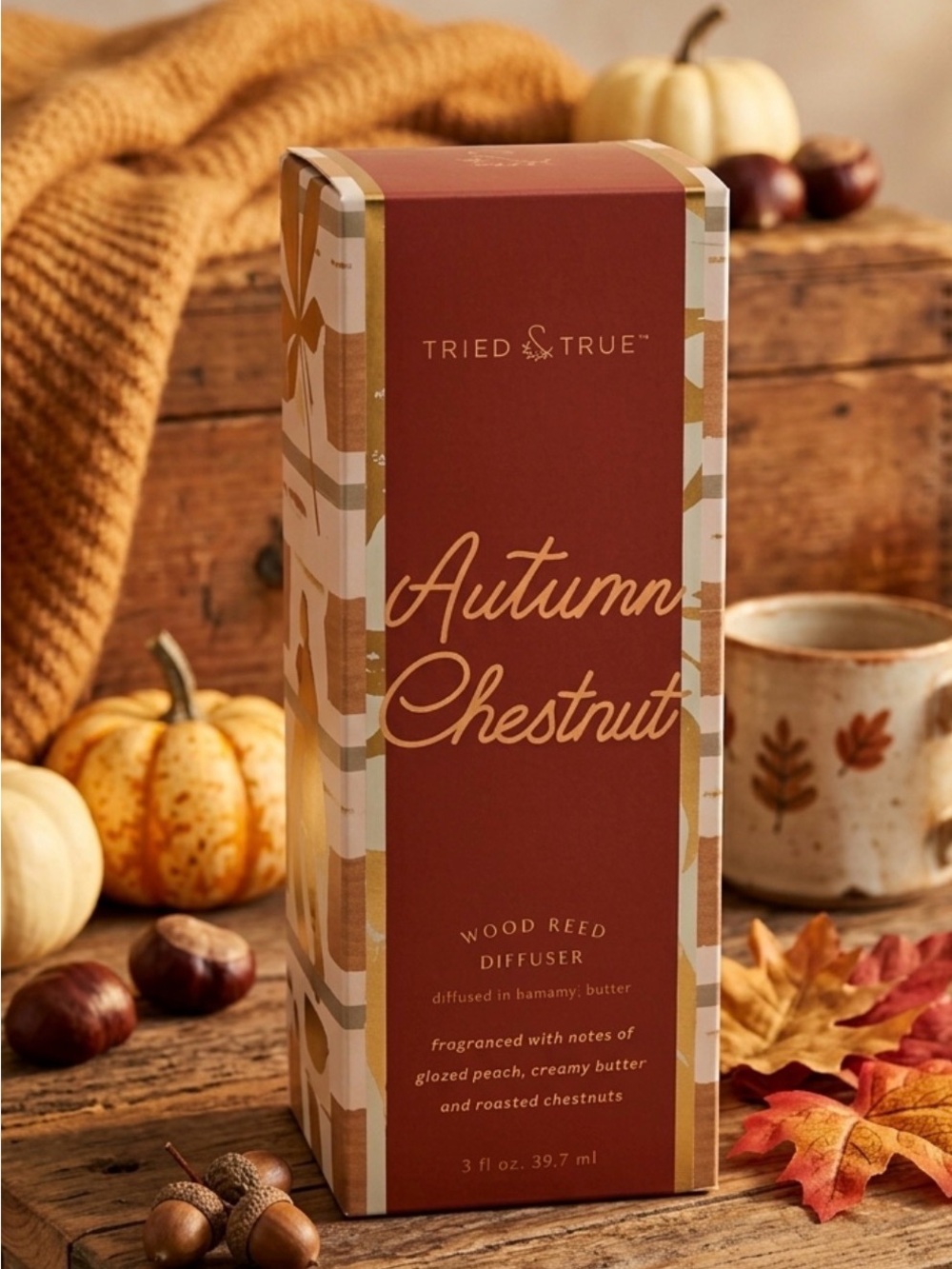 Illume Tried & True Autumn Chestnut Wood Reed Diffuser - Chestnut Brown
